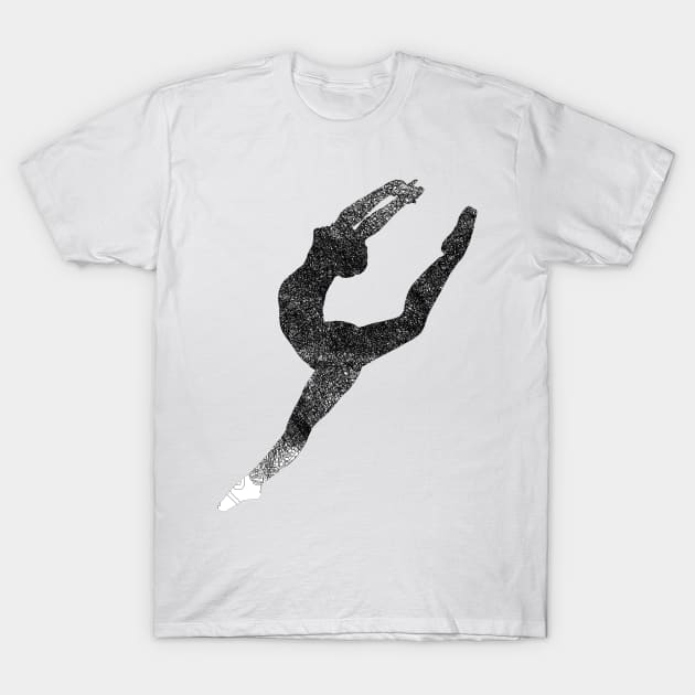 Black Ballerina SilhouetteTap Dancer Pose T-Shirt by joyjeff